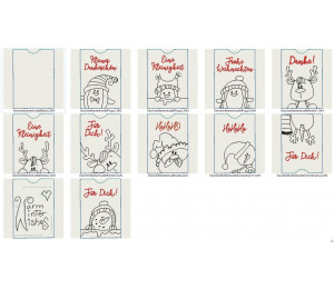 Stickserie ITH - 12 Geschenkkartenhüllen Weihnachten